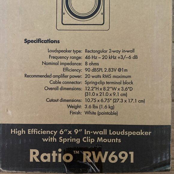 Russound RW691 6x9” pair In-wall Loudspeakers - White - Spring Clip Mounts - Picture 2 of 5